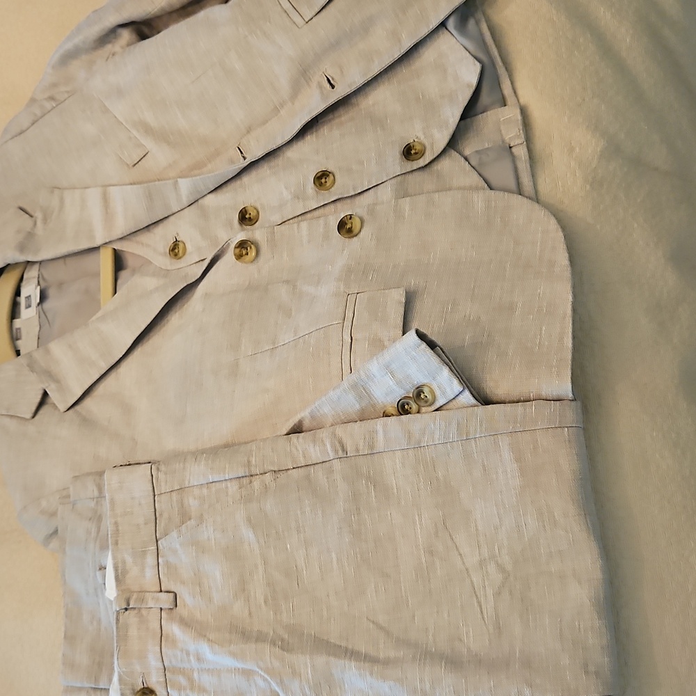 Janie and Jack Light Grey Linen Boys 3 Piece Suit